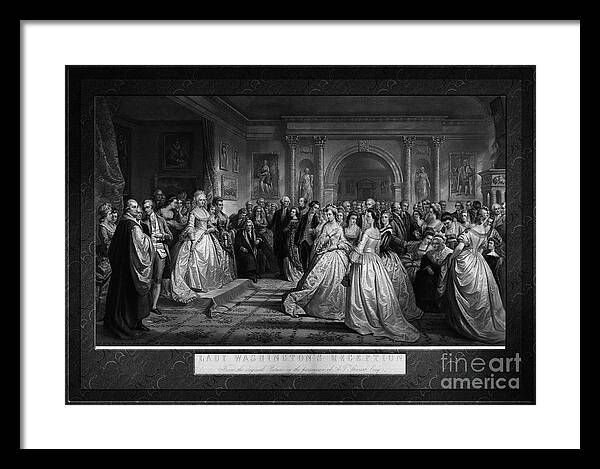 Lady Washington's Reception Day Framed Print featuring the painting Lady Washington's Reception Engraving by Alexander Hay Ritchie Old Masters Reproduction by Rolando Burbon