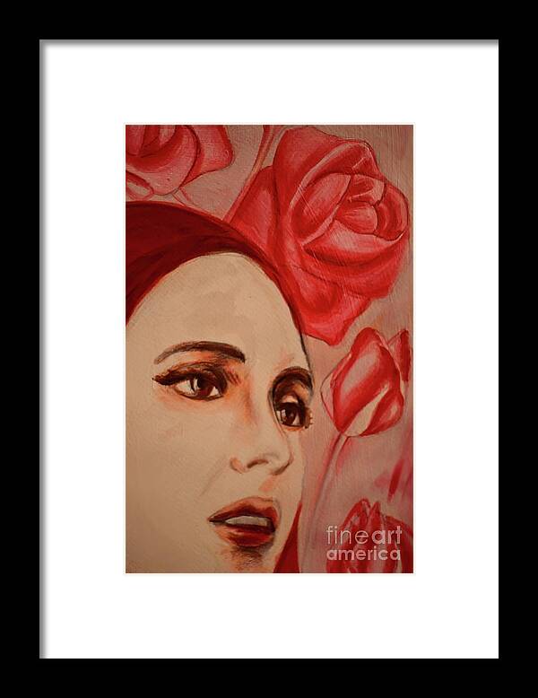 Lady Framed Print featuring the painting Lady With Roses by Leonida Arte