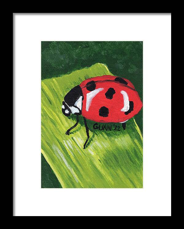 Ladybug Framed Print featuring the painting Ladybug by Katrina Gunn
