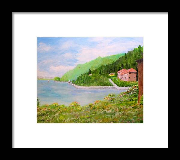 Landscape Framed Print featuring the painting Lake Como by Gregory Dorosh