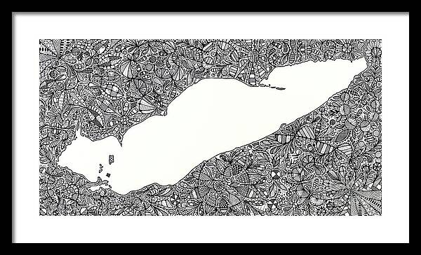 Drawing Framed Print featuring the drawing Lake Erie by Larissa Osterbaan