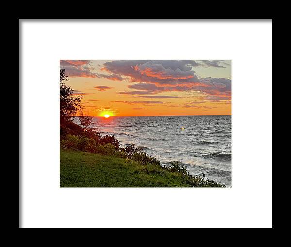 Sunset Framed Print featuring the photograph Lake Erie Sunset - Lorain, OH by Terri Harper