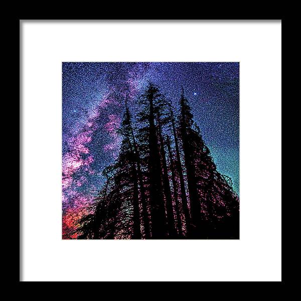 Nobody Framed Print featuring the photograph Lake Irene, Colorado under celestial starlight by OLena Art by Lena Owens - Vibrant DESIGN