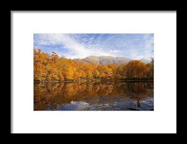 Outdoors Framed Print featuring the photograph Lake karikomi in autumn, Fukui Prefecture, Honshu, Japan by Amana Images Inc