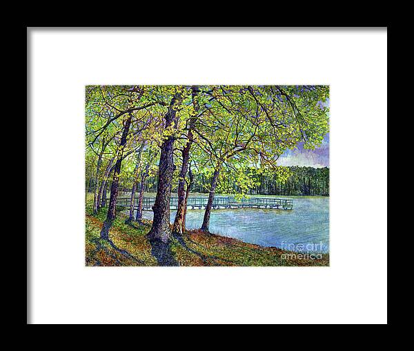 Texas Park Framed Print featuring the painting Lake Raven in Spring, Huntsville State Park by Hailey E Herrera