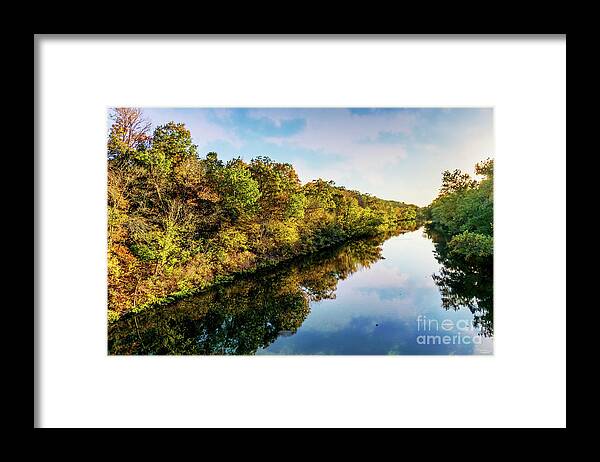Lake Springfield Framed Print featuring the photograph Lake Springfield Autumn Reflections by Jennifer White