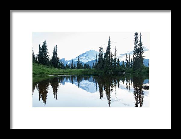 Sky Framed Print featuring the photograph Lake Tipsoo Mountain Reflection by Kathleen McGinley