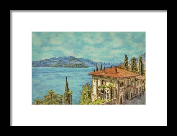 Mountain Framed Print featuring the painting Lake View - Como by Jeffrey Kolker