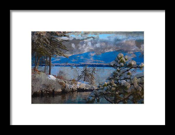 Lake Framed Print featuring the photograph Lake Winter View Low Clouds by Russel Considine
