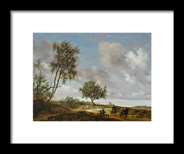 Salomon Van Ruysdael Framed Print featuring the painting Landscape with Hunting Party by Salomon van Ruysdael
