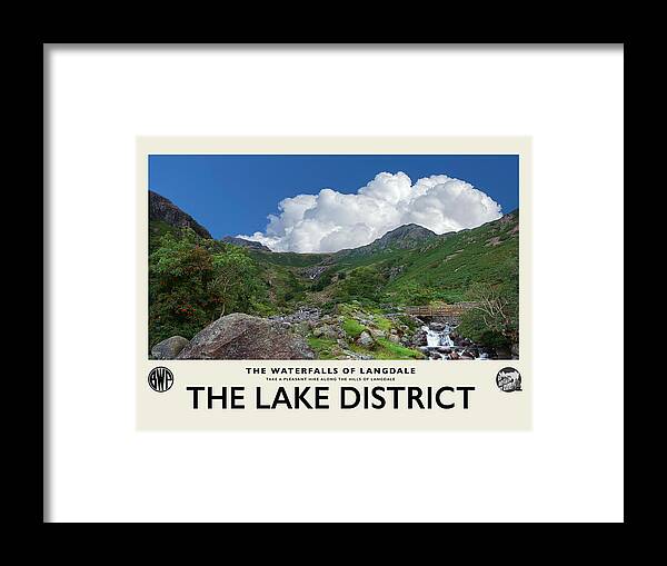 Lake District Framed Print featuring the photograph Langdale Waterfalls No3 Cream Railway Poster by Brian Watt