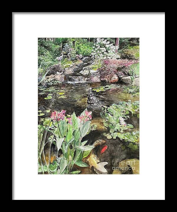 Watercolor Framed Print featuring the painting Langella Pond by Jamie Derr