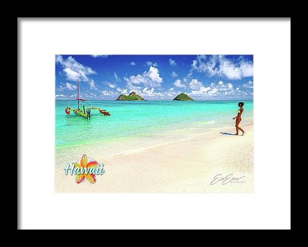 Post Card Framed Print featuring the photograph Lanikai Beach Paradise Post Card by Aloha Art