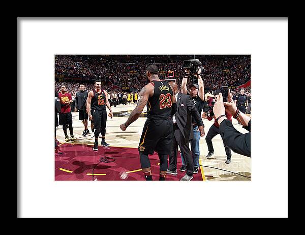 Lebron James Framed Print featuring the photograph Larry Nance and Lebron James by David Liam Kyle