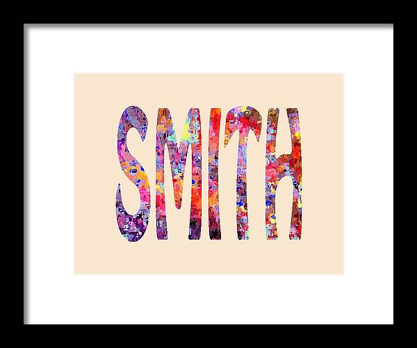 Last Name Smith Framed Print featuring the digital art Family Name Smith by Corinne Carroll