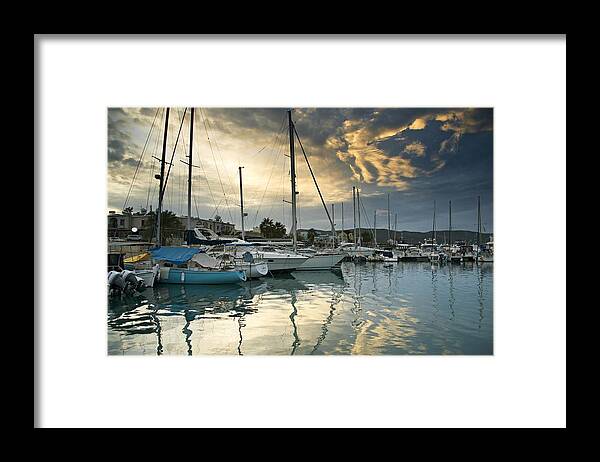 Outdoors Framed Print featuring the photograph Latchi Village Harbour by Paul Biris