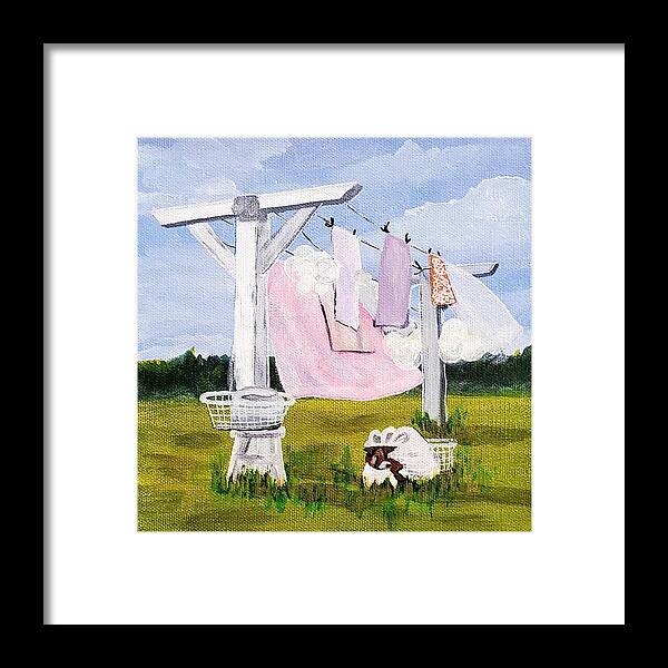 Laundry Framed Print featuring the painting Laundry Day by Amy Kuenzie