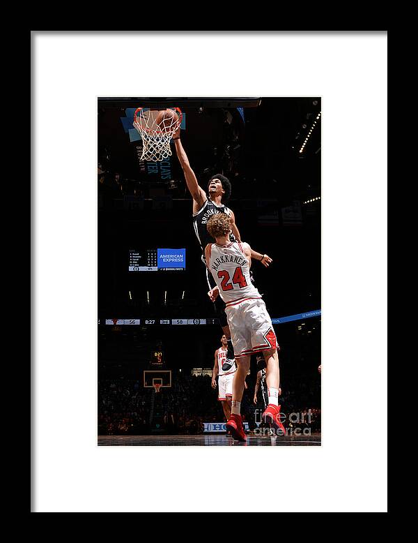 Chicago Bulls Framed Print featuring the photograph Lauri Markkanen, Jarrett Allen, and Drazen Petrovic by Jesse D. Garrabrant