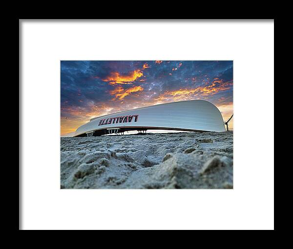 Lavallette Nj Framed Print featuring the photograph Lavallette Boat Sunrise on Fire by Richard Pasquarella