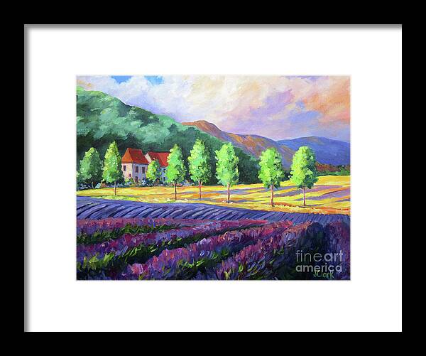 Provence Framed Print featuring the painting Lavender Fields in Provence by John Clark