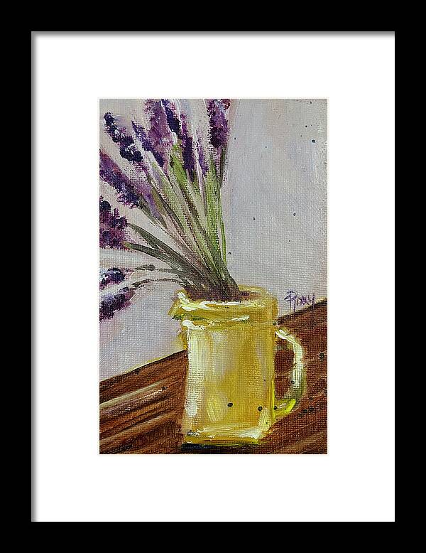 Lavender Framed Print featuring the painting Lavender in a Yellow Pitcher by Roxy Rich