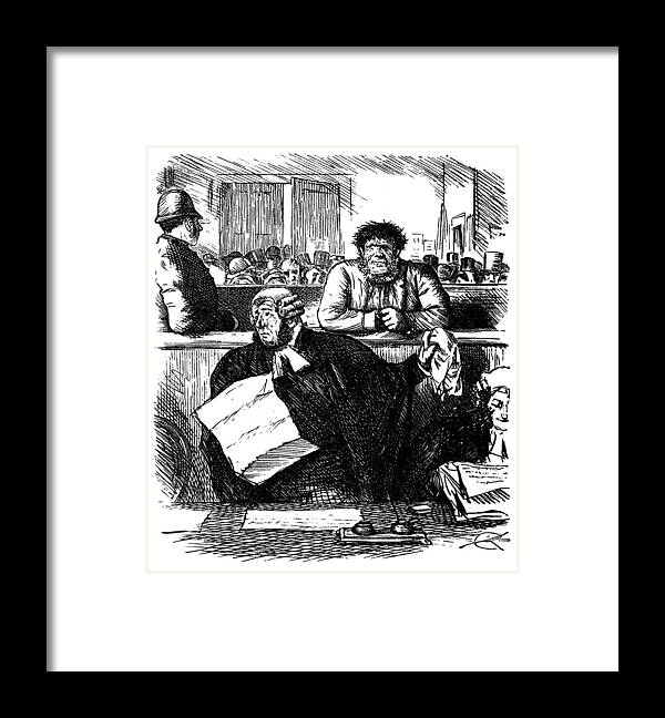 19th Century Style Framed Print featuring the drawing Lawyer cross-examining witness by Benoitb