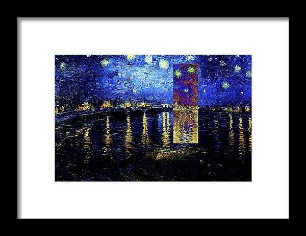 Starry Night Framed Print featuring the digital art Layered 15 van Gogh by David Bridburg