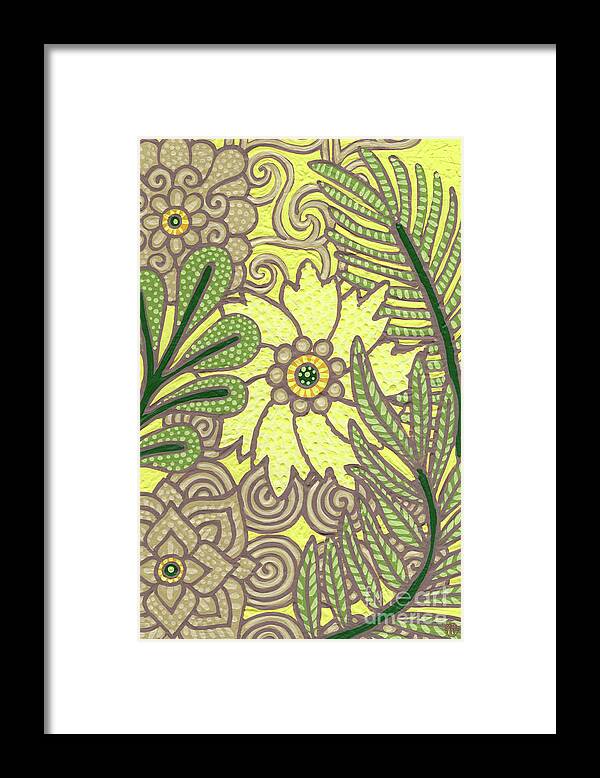 Leaf Framed Print featuring the painting Leaf And Design Lemon Yellow 5 by Amy E Fraser
