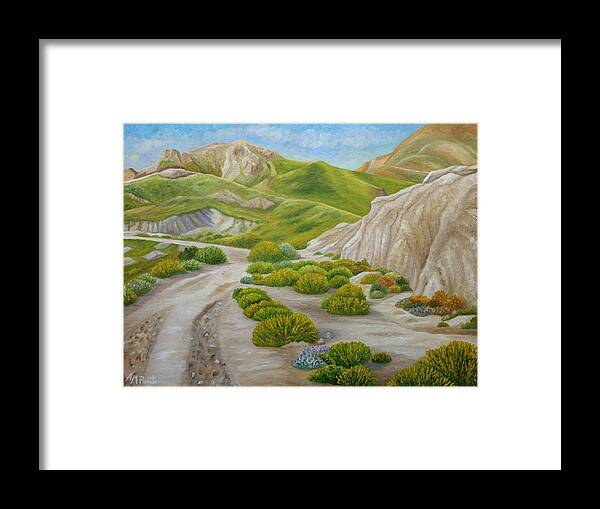 Landscape Framed Print featuring the painting Least Walked Tracks by Angeles M Pomata