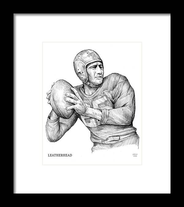 Football Framed Print featuring the drawing Leatherhead by Greg Joens
