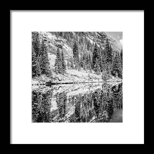 Colorado Framed Print featuring the photograph Left Panel 1 of 3 - Maroon Bells Mountain Landscape Panoramic BW - Aspen Colorado by Gregory Ballos