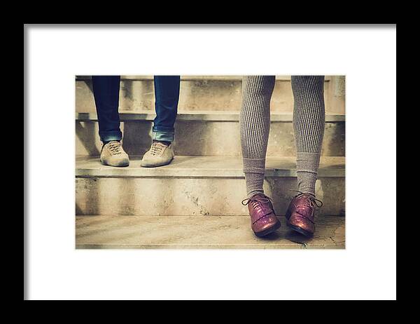 Casual Clothing Framed Print featuring the photograph Legs and Shoes by Photo by Rafa Elias