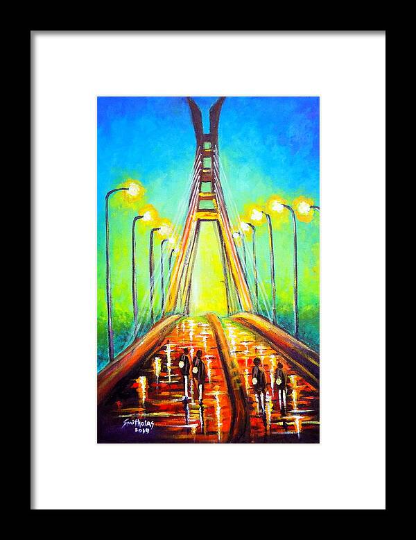 Living Room Framed Print featuring the painting Lekki Ikoyi Link Bridge by Olaoluwa Smith
