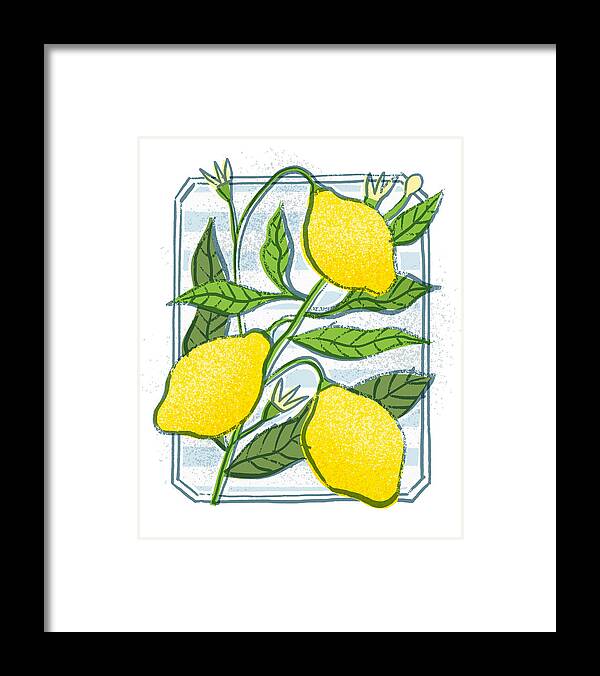 Lemon Framed Print featuring the painting Lemon Bistro Citrus Botanical Art - Art by Jen Montgomery by Jen Montgomery