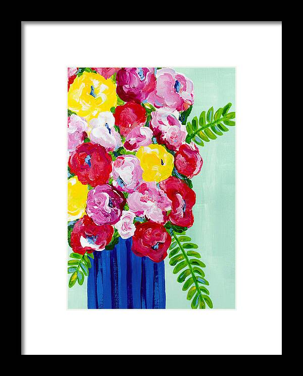 Abstract Floral Framed Print featuring the painting Lemon Lime by Beth Ann Scott