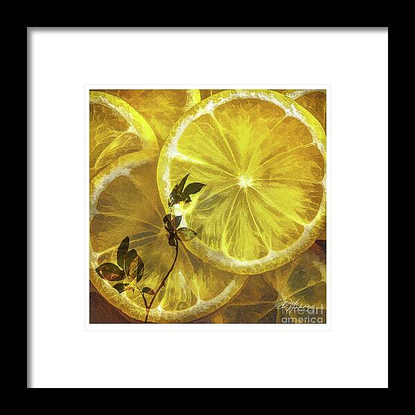 Food Framed Print featuring the digital art Lemon Slices by Deb Nakano