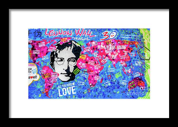 All You Need Is Love Framed Print featuring the photograph Lennon Wall Prague - All You Need is Love by M G Whittingham