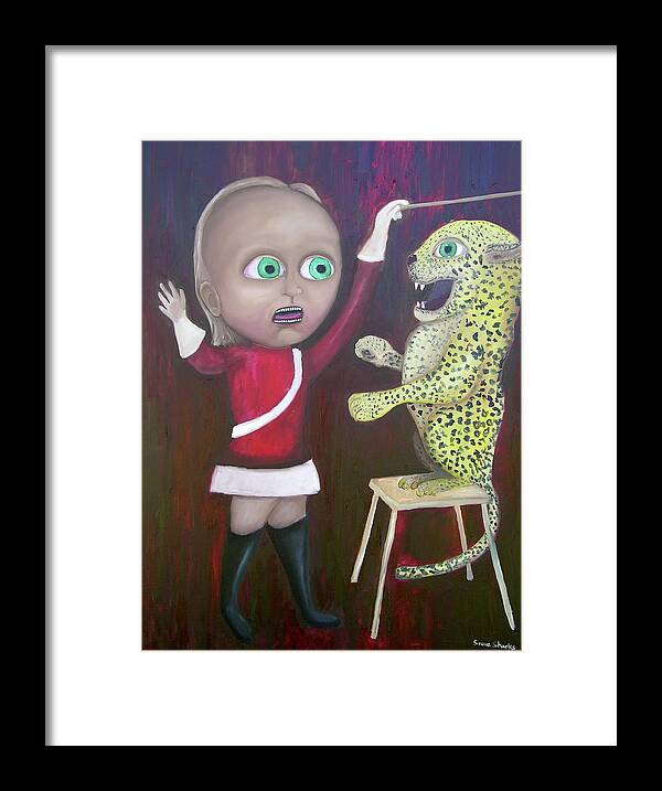 Leopard Framed Print featuring the painting Leopard Tamer by Steve Shanks