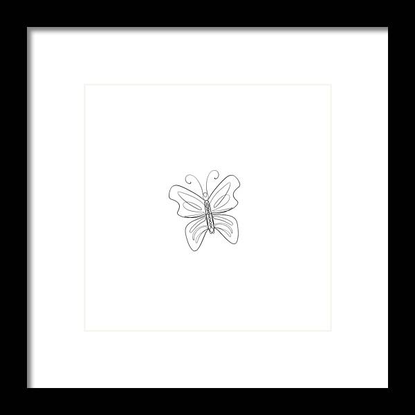  Butterfly Framed Print featuring the digital art Lepidopteran 1 - Minimal, Modern - Contemporary Abstract Line Art by Studio Grafiikka