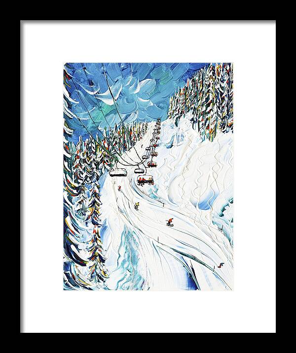Les Gets Framed Print featuring the painting Les gets Morzine Ski Print by Pete Caswell
