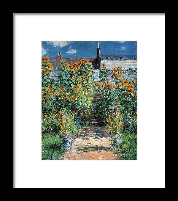 Monet Framed Print featuring the painting LEscalier a Vetheuil, 1881 by Claude Monet