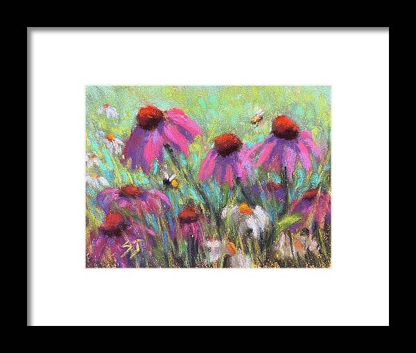 Cone Flower Framed Print featuring the painting Let the Earth Be Glad by Susan Jenkins