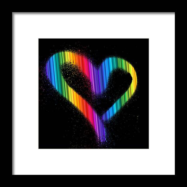 Heart Framed Print featuring the painting LGBT Vintage Rainbow Spray Paint gay pride transgender Heart Love by Tony Rubino