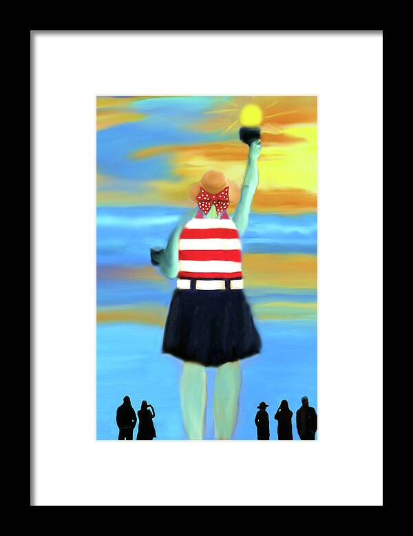 Liberty Framed Print featuring the painting Liberty Greets the Sun by Deborah Boyd