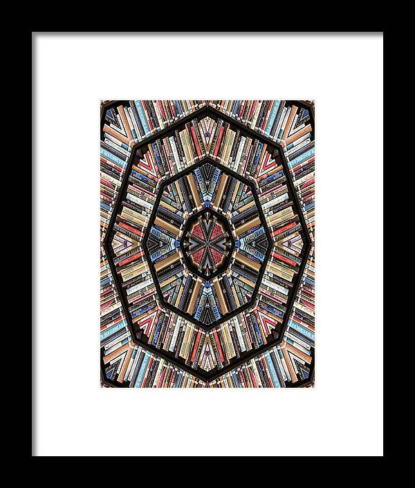Books Framed Print featuring the photograph Library Kaleidoscope by Minnie Gallman