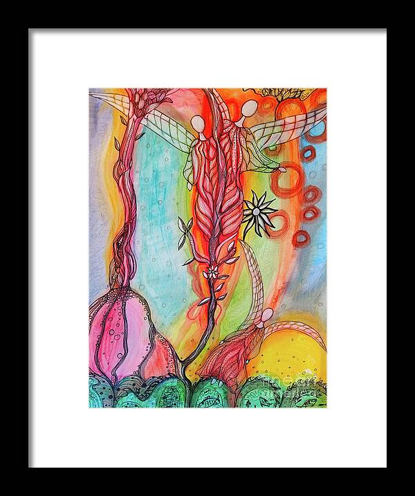 Beings Of Light Framed Print featuring the mixed media Lichtwesen - Beings Of Light by Mimulux Patricia No