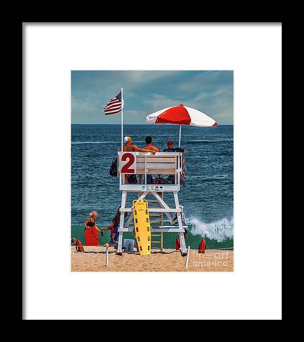 New Jersey Framed Print featuring the photograph Life Guards on the beach by Nick Zelinsky Jr