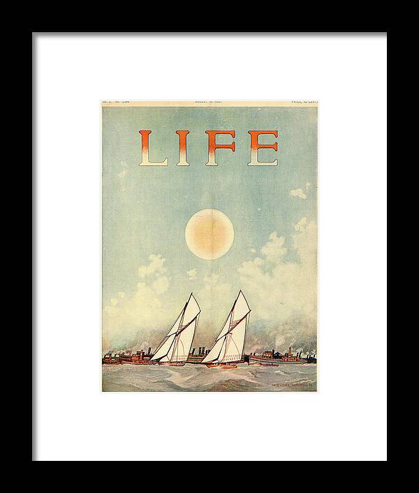 Boats Framed Print featuring the mixed media Life Magazine Cover, August 15, 1907 by Valentine Sandberg