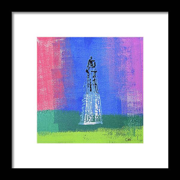 Lighthouse Framed Print featuring the mixed media Light on the Horizon 1125 by Corinne Carroll