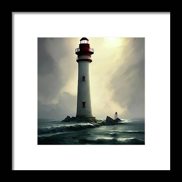 Lighthouse Framed Print featuring the digital art Lighthouse No.18 by Fred Larucci